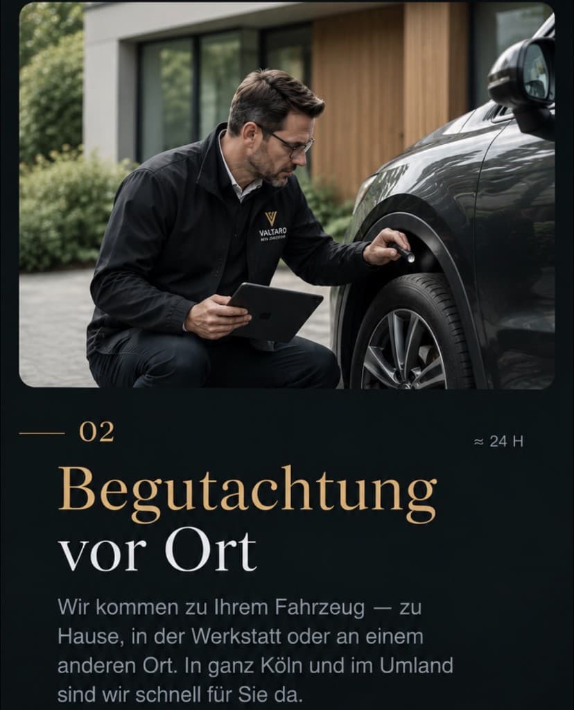 VALTARO Kfz-Gutachter bei der Fahrzeugbegutachtung vor Ort